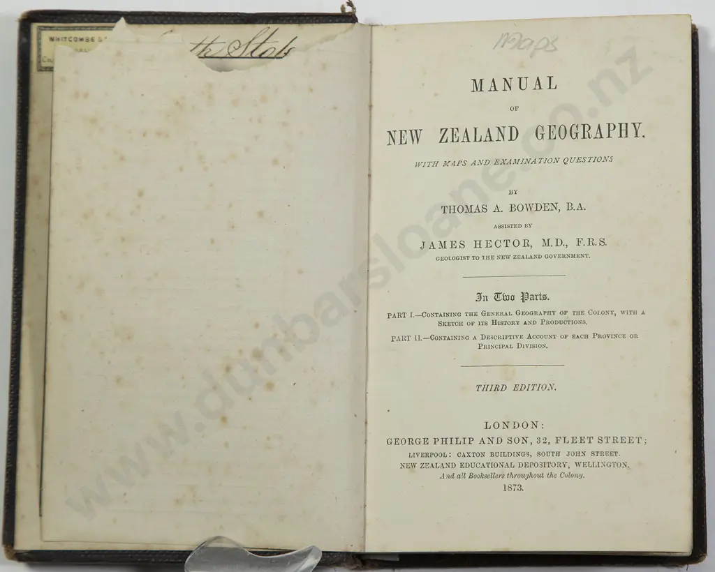 Bowden Thomas & Hector James - Manual Of New Zealand Geography 1873 Image 1++