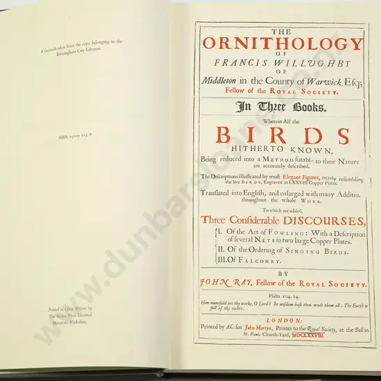 The Ornithology Of Francis Willughby Of Middleton