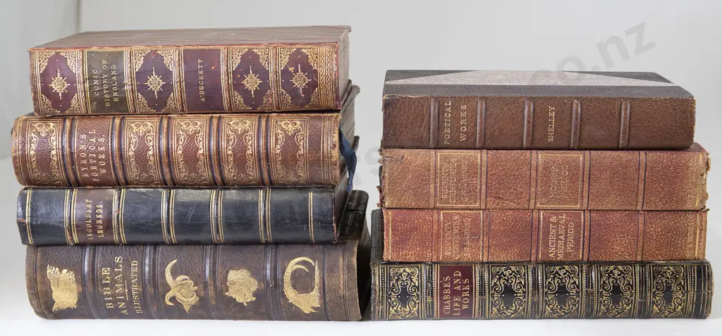 8 Victorian & Edwardian Leather Bound Literary Volumes Image 1++