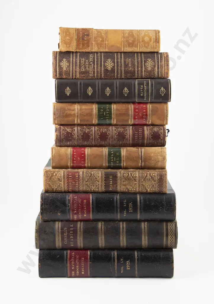 10 Leather Bound Victorian Literary & Poetical Volumes Image 1++