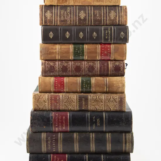 10 Leather Bound Victorian Literary & Poetical Volumes