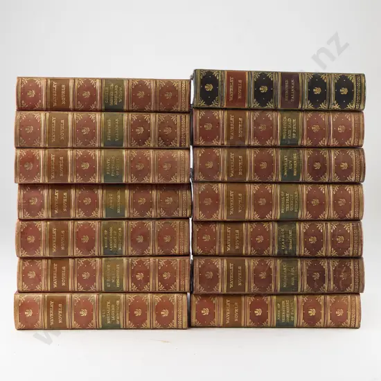14 Leather Bound Volumes Of The Waverley Novels