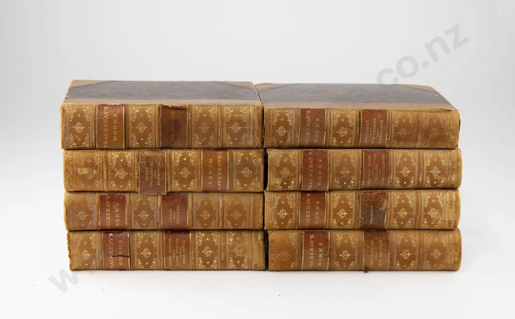 Set Of 8 Leather Bound volumes Of Thackeray Works Image 1++