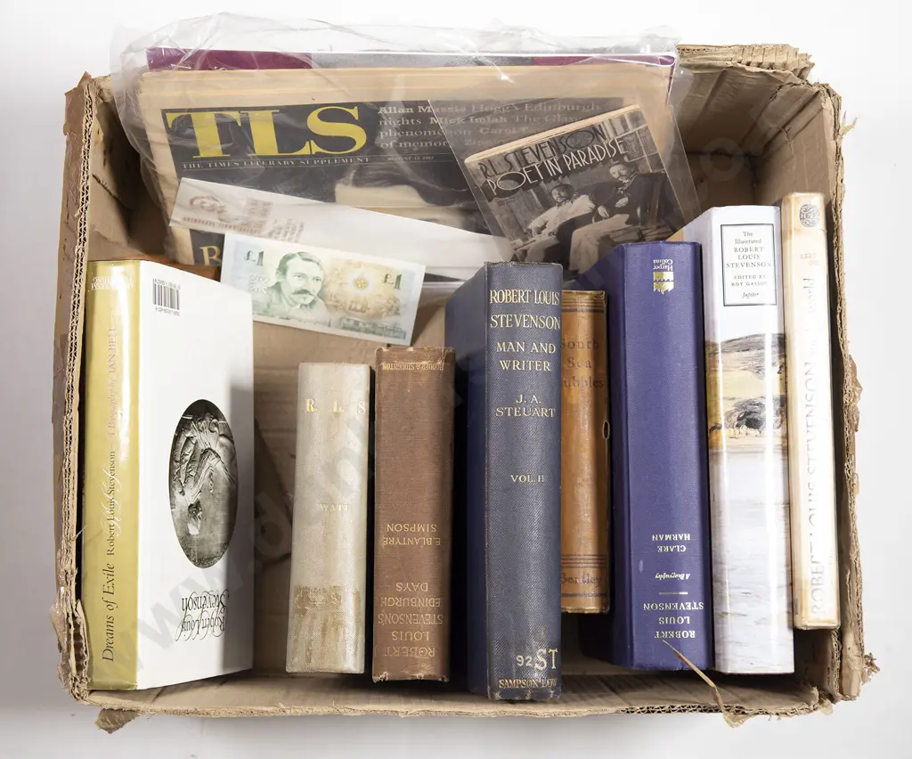Carton Of Books & Ephemera Relating To & By Robert Louis Stevenson Image 1++