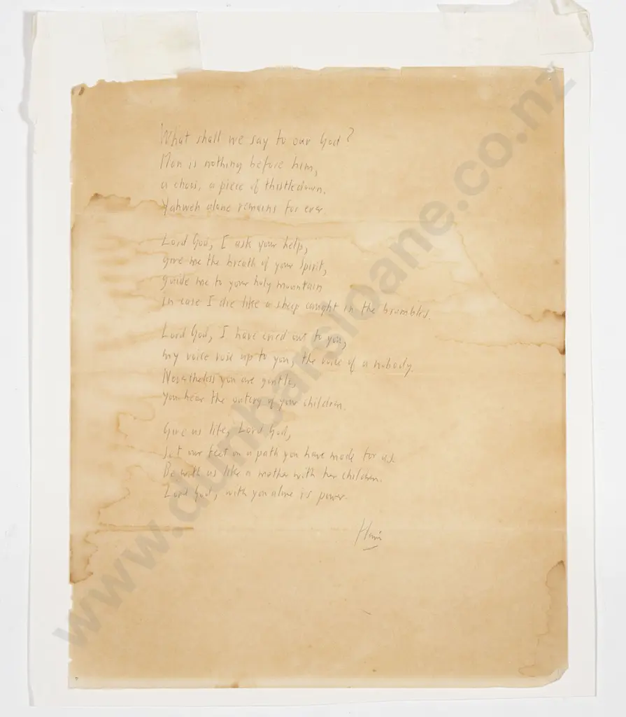 Original James K Baxter Poem Image 1++