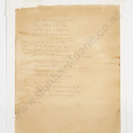Original James K Baxter Poem