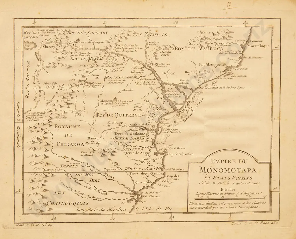 Jacques Nicolas Bellin - Empire Du Monomotapu c1747 Image 1++