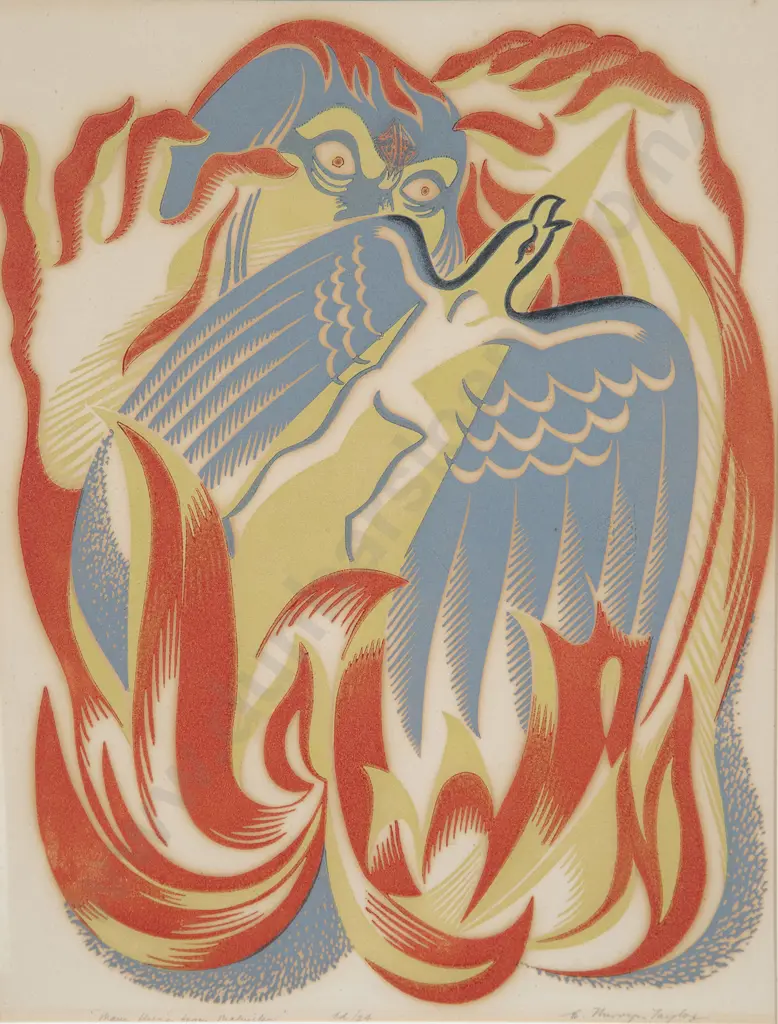 E Mervyn Taylor (1906-64) - Maui Fleeing from Mahuika Image 1++