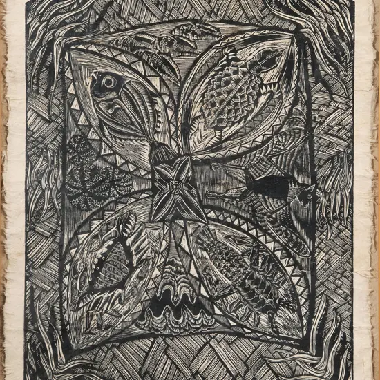 Michel Tuffery (b 1966) - Laumei Paa Ula Sami Sava'e Pena Pea
