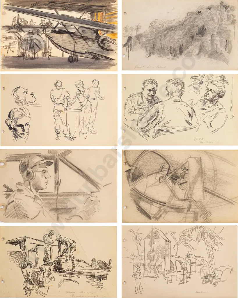 Russell Clark (1905-66) - Sketch Album / Pacific Islands August 1944 Image 1++