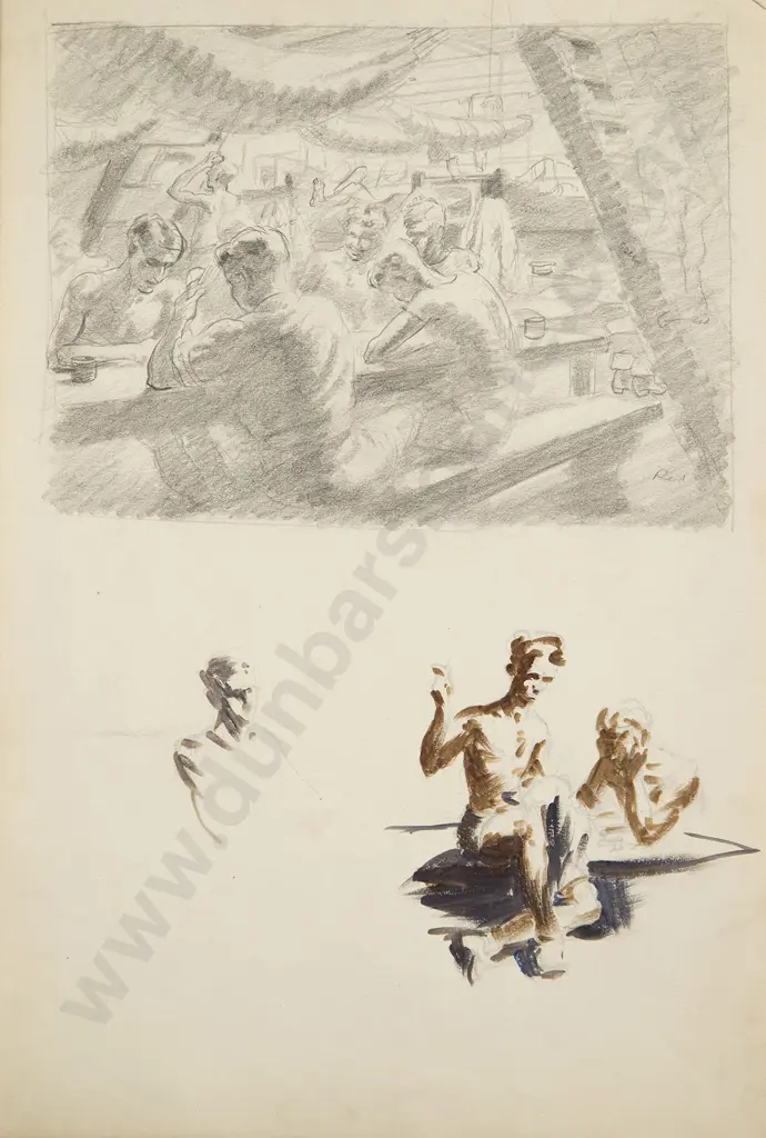 Russell Clark (1905-66) - Untitled (The Mess Tent) Image 1++