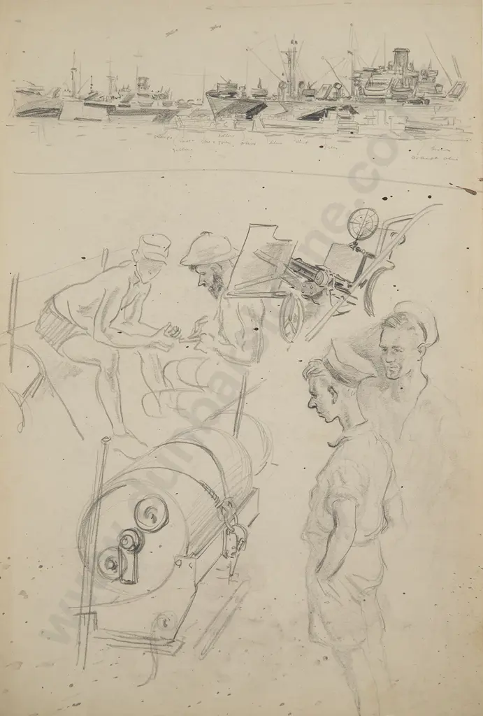 Russell Clark (1905-66) - Untitled (Naval Study) Image 1++