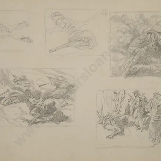 Russell Clark (1905-66) - Untitled (NZ Soliders in Combat)
