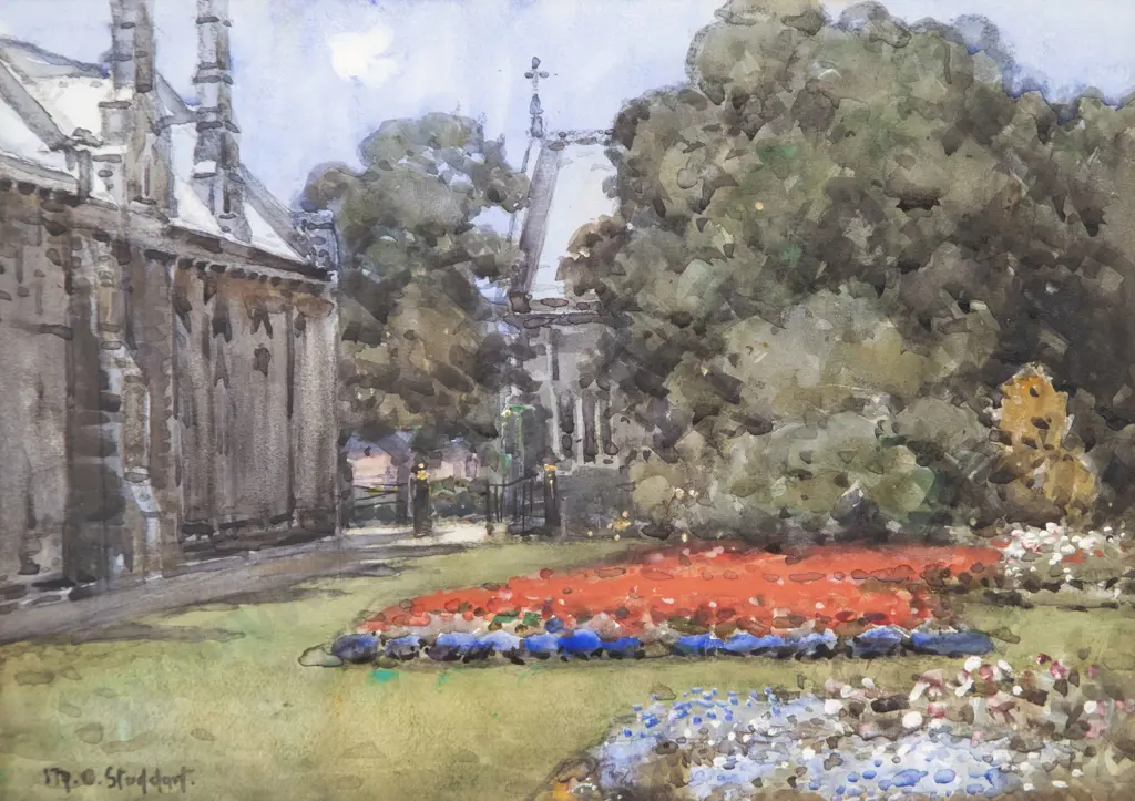 Margaret O Stoddart (1865-1934) - The Christchurch Gardens (Christ's College) Image 1++