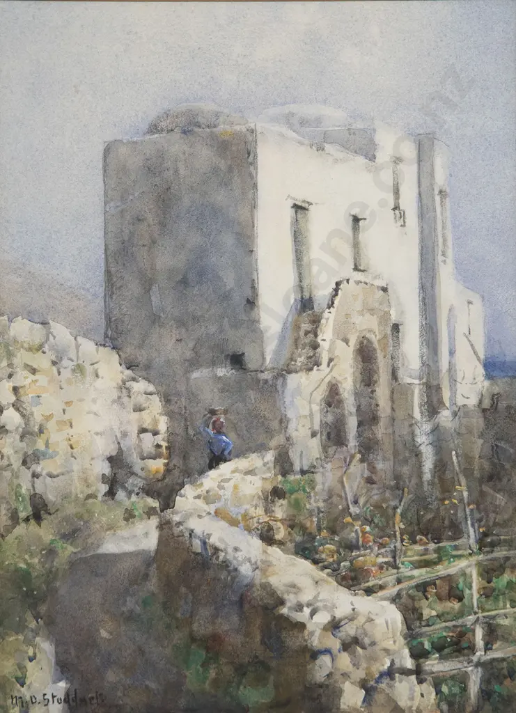 Margaret O Stoddart (1865-1934) - Italian Village Scene Image 1++