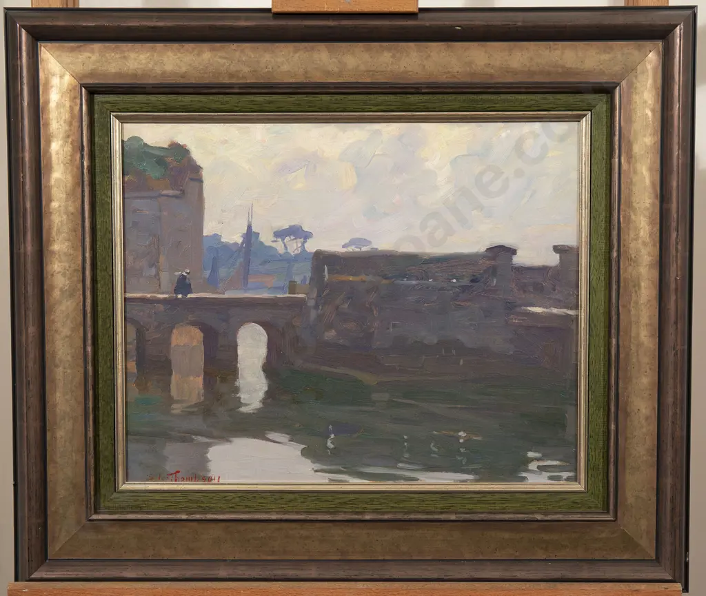 Sydney Lough Thompson (1877-1973) - Crossing Bridge Concarneau Image 1++