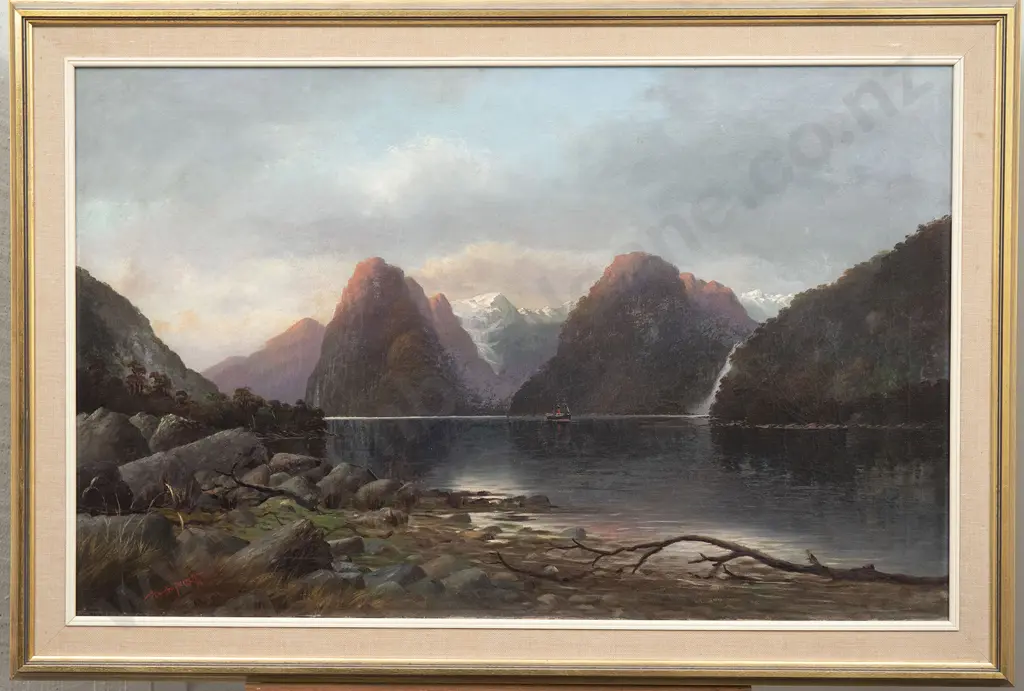 John Douglas Perrett (1859-1937) - Untitled (South Island Lake & Mountain Scene) Image 1++