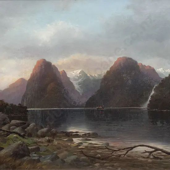 John Douglas Perrett (1859-1937) - Untitled (South Island Lake & Mountain Scene)
