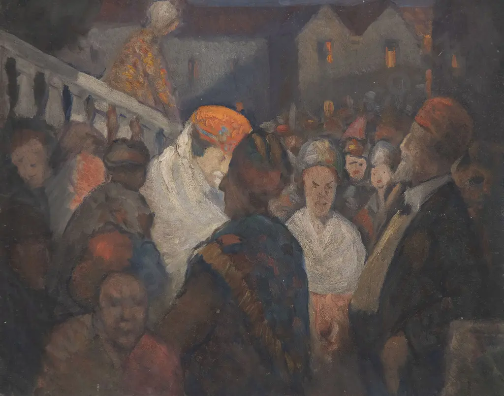 John Weeks (1888-1965) - Untitled (Bustling Market at Night) Image 1++