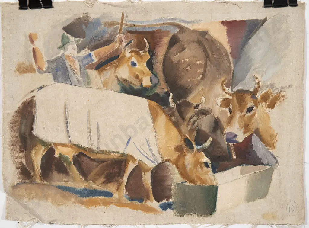 John Weeks (1888-1965) - Untitled (Study of Cowherder) Image 1++