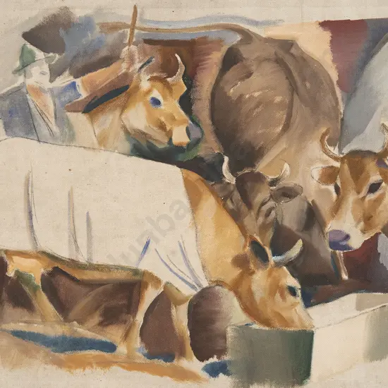 John Weeks (1888-1965) - Untitled (Study of Cowherder)