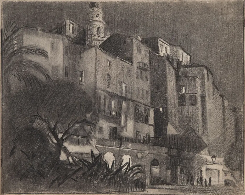 John Weeks (1888-1965) - Study for Moonlight and Firelight Dermnat Image 1++