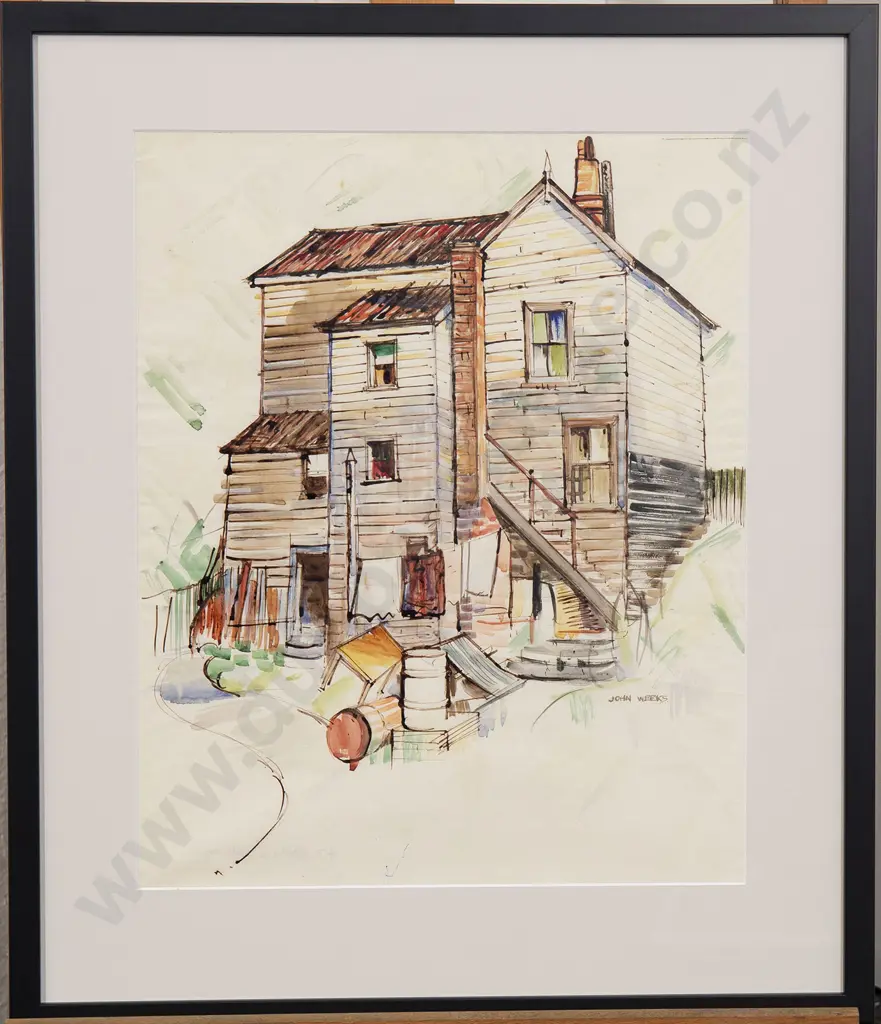 John Weeks (1888-1965) - Old Building Freemans Bay & The Strand Russell (2) Image 1++