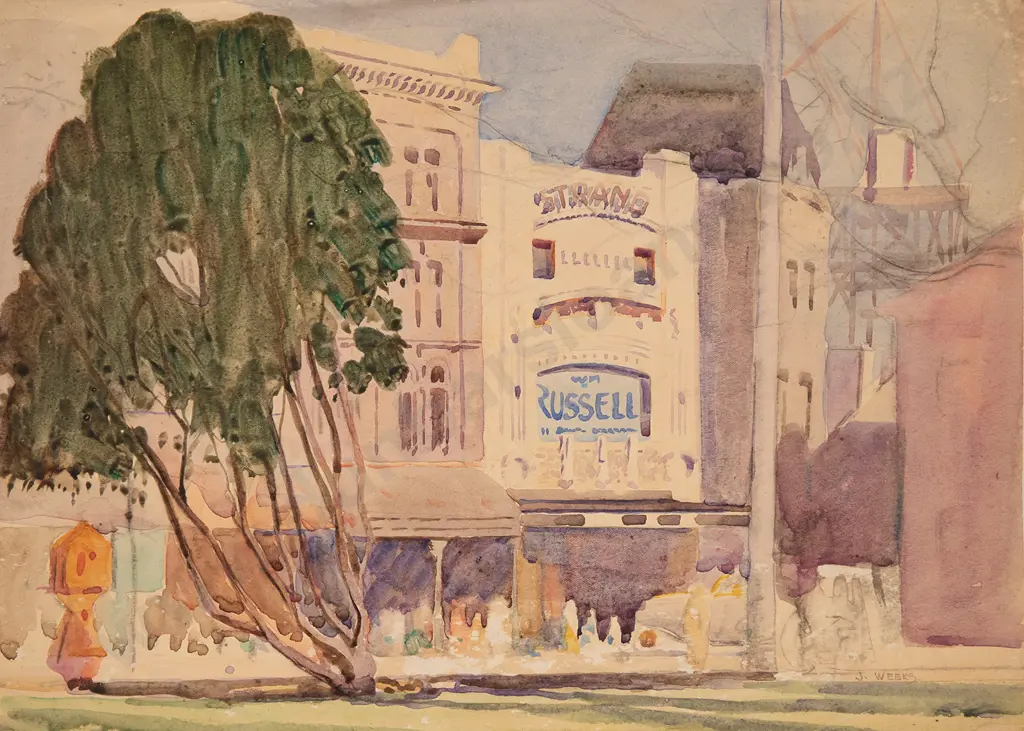 John Weeks (1888-1965) - Old Building Freemans Bay & The Strand Russell (2) Image 1++