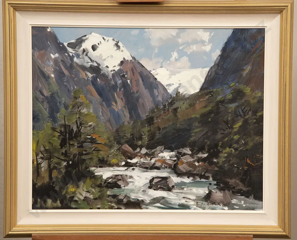 Douglas Badcock (1922-2009) - Hollyford River Near Falls Creek Image 1++