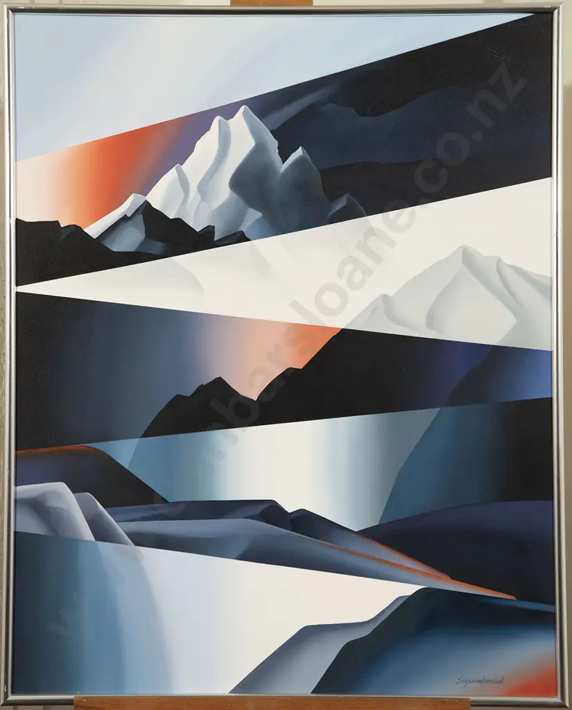 Suzanne Herschell - Geometric Landscape In Blue And Red Image 1++