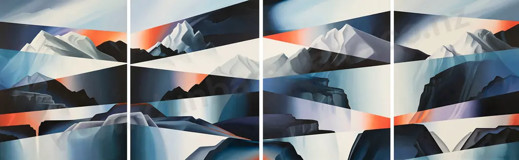 Suzanne Herschell - Geometric Landscape In Blue And Red Image 1++