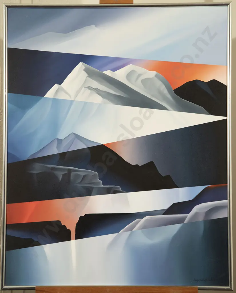 Suzanne Herschell - Geometric Landscape In Blue And Red Image 1++