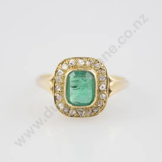 18ct 21stone Emerald and Diamond Cluster Ring