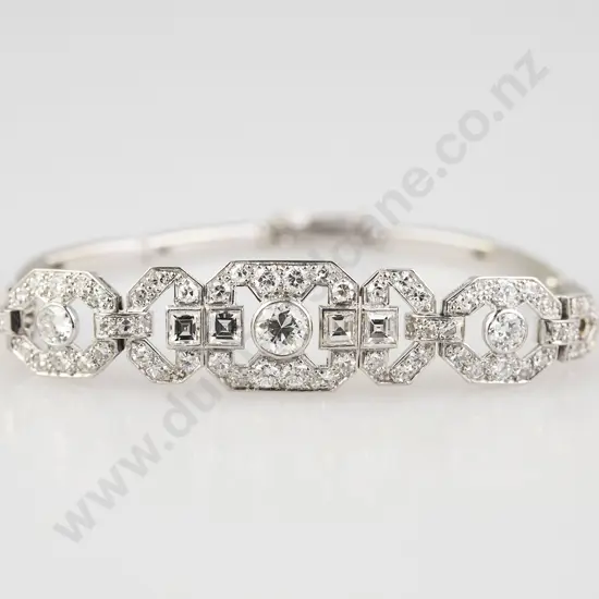 Period Art Deco 18ct White Gold Platinum Diamond Bracelet