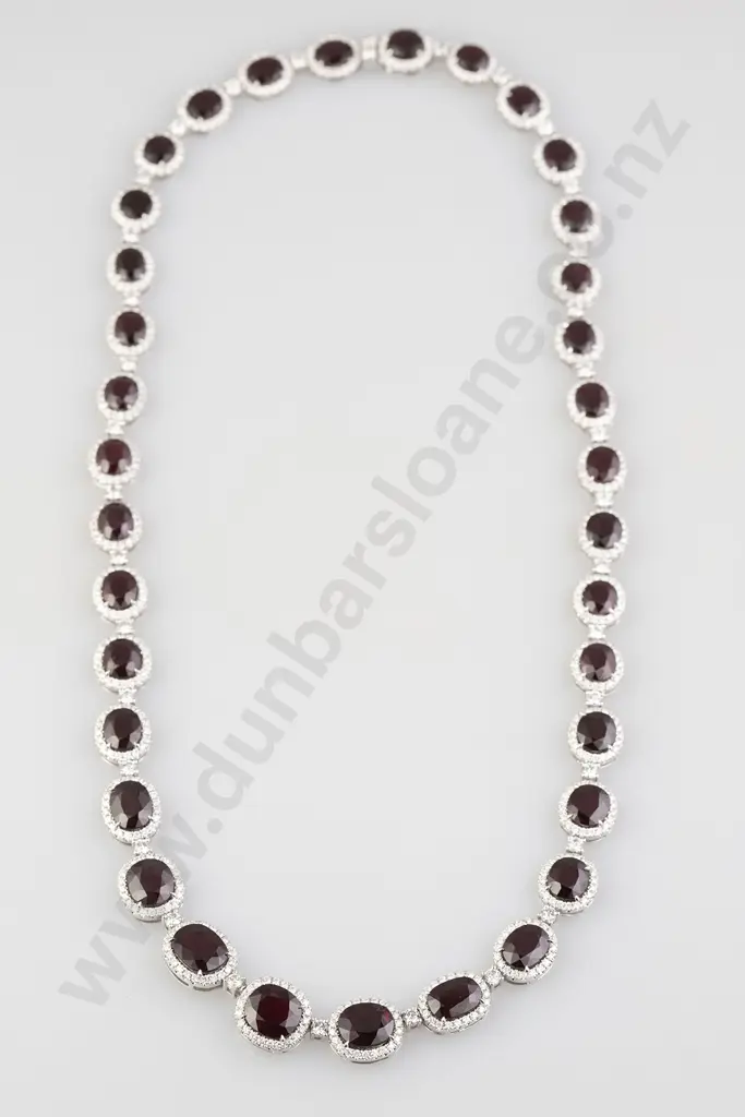 All Platinum 723stone Ruby and Diamond Necklace Image 1++