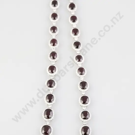 All Platinum 723stone Ruby and Diamond Necklace