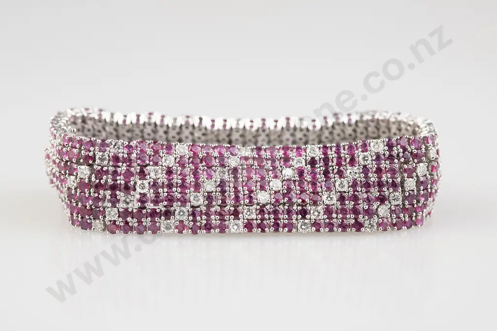 All Platinum Ruby and Diamond Bracelet Image 1++