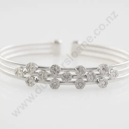 18ct White Gold 182stone Diamond Bangle