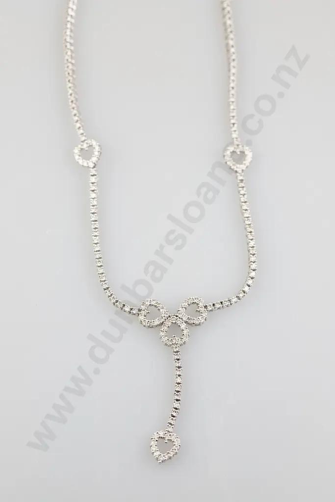 14ct White Gold 156stone Diamond Pendant/Necklace Image 1++