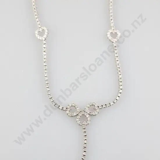 14ct White Gold 156stone Diamond Pendant/Necklace