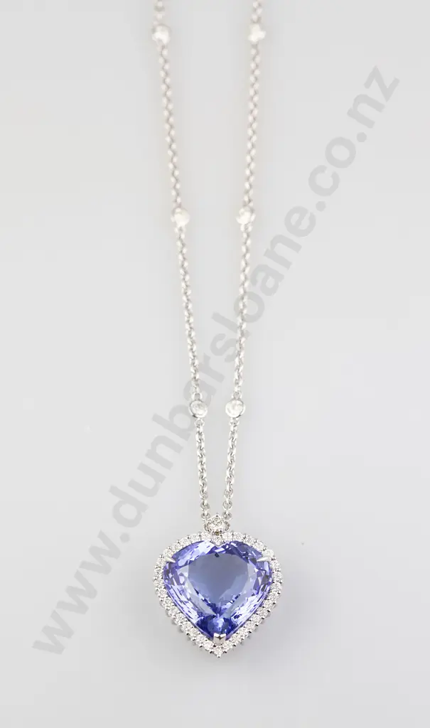 14ct White Gold Tanzanite and Diamond Pendant Image 1++