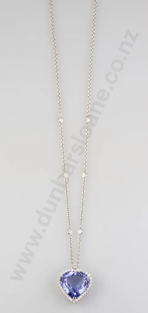 14ct White Gold Tanzanite and Diamond Pendant Image 1++