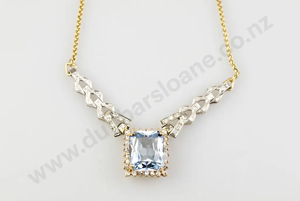 14ct Topaz and Diamond Necklace Image 1++