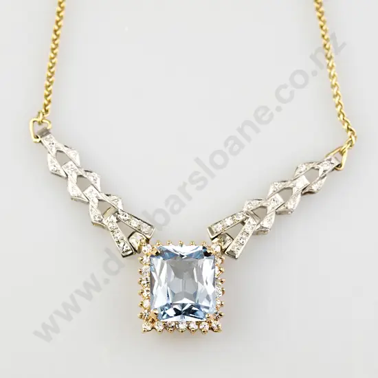 14ct Topaz and Diamond Necklace