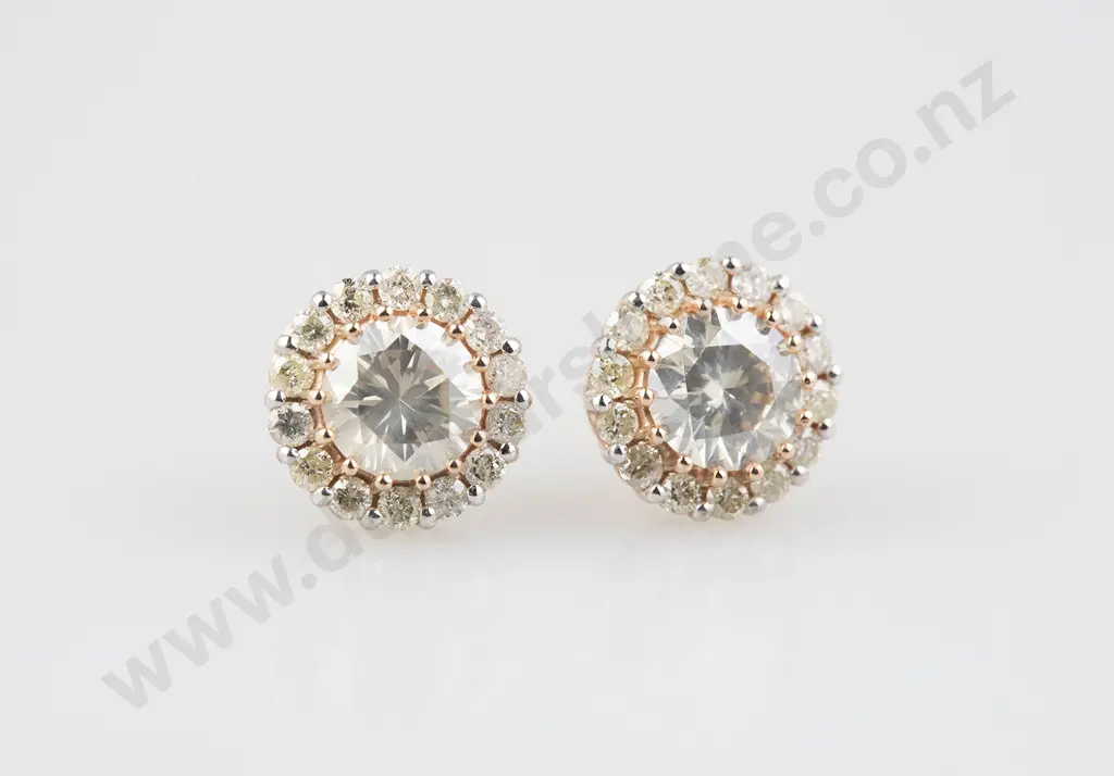 14ct Rose Gold Diamond Cluster Stud Earrings Image 1++