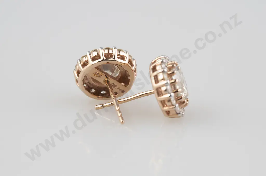 14ct Rose Gold Diamond Cluster Stud Earrings Image 1++