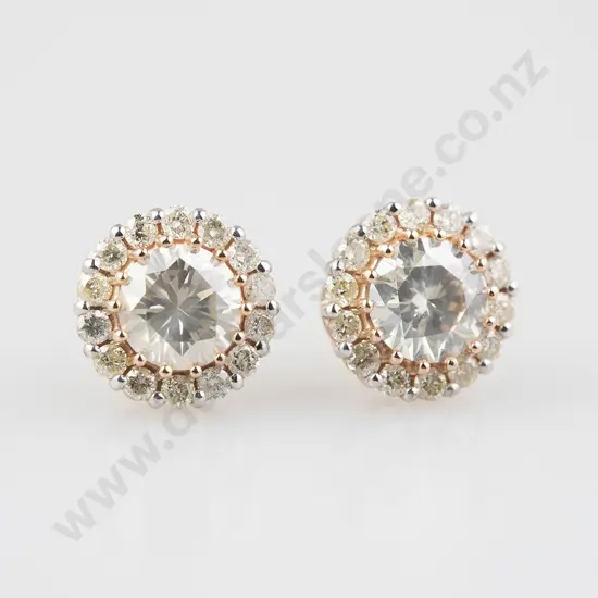 14ct Rose Gold Diamond Cluster Stud Earrings