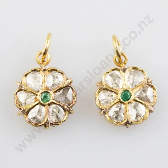 Pair 22ct Moghul Diamond Pendants (to be mounted as earrings)