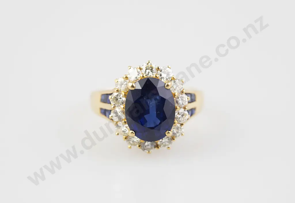 18ct 15stone Sapphire & Diamond Cluster Ring Image 1++