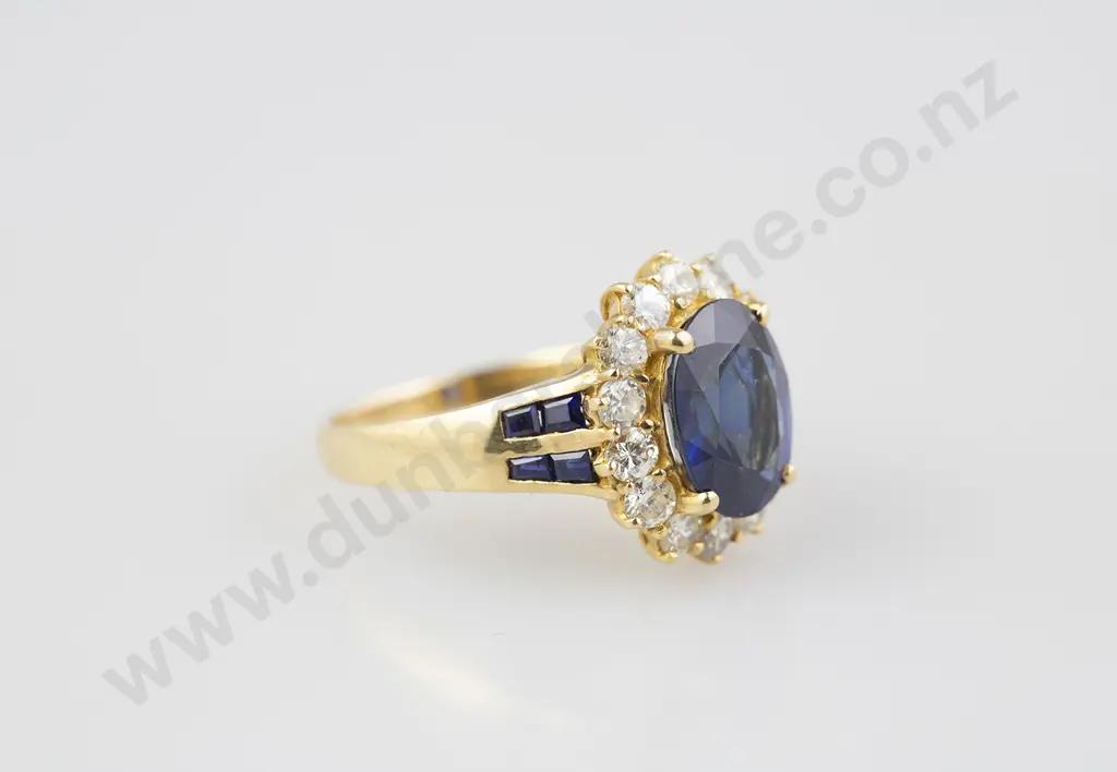18ct 15stone Sapphire & Diamond Cluster Ring Image 1++